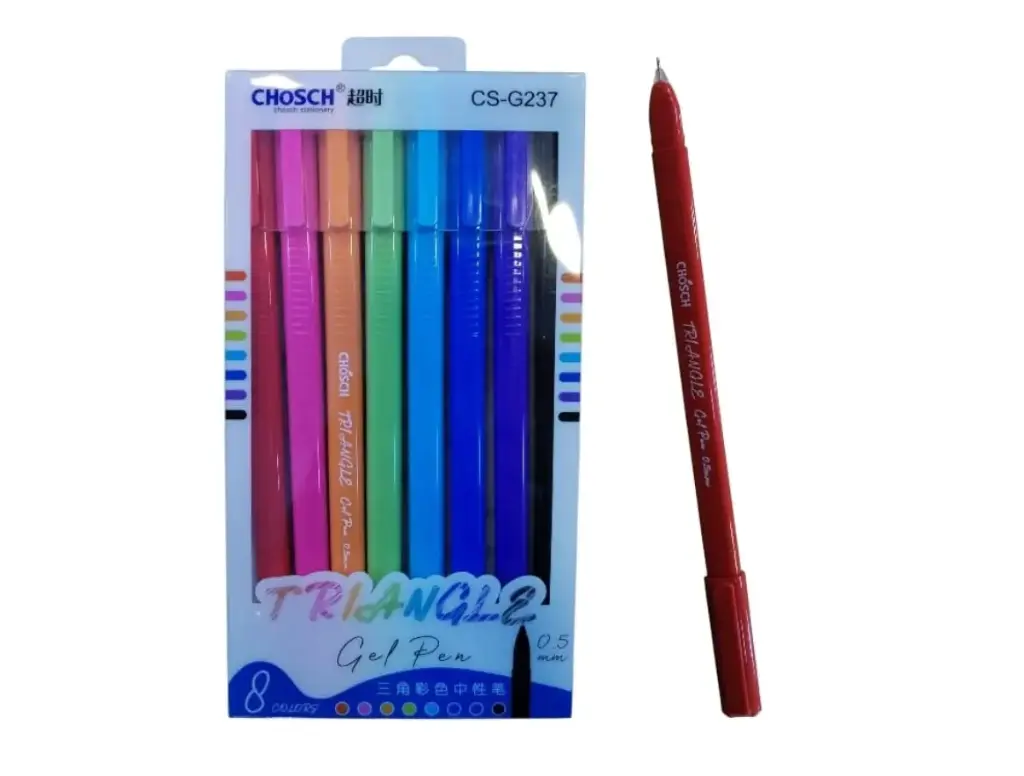 أقلام حبر جيل ملون Chosch - 0.5mm عدد 8 شكل مثلث 