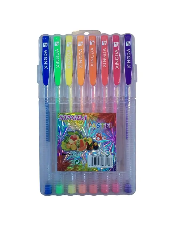 أقلام حبر جيل ملون 1mm شعبي عدد 8 